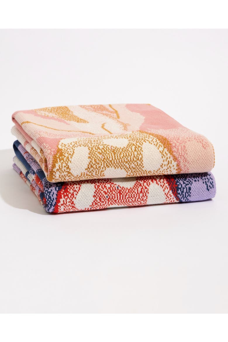 House Plants Knit Throw Blanket, Alternate, color, Blue Night