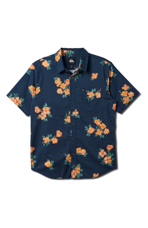 Quiksilver Habitats Classic Short Sleeve Button-up Shirt In Navy