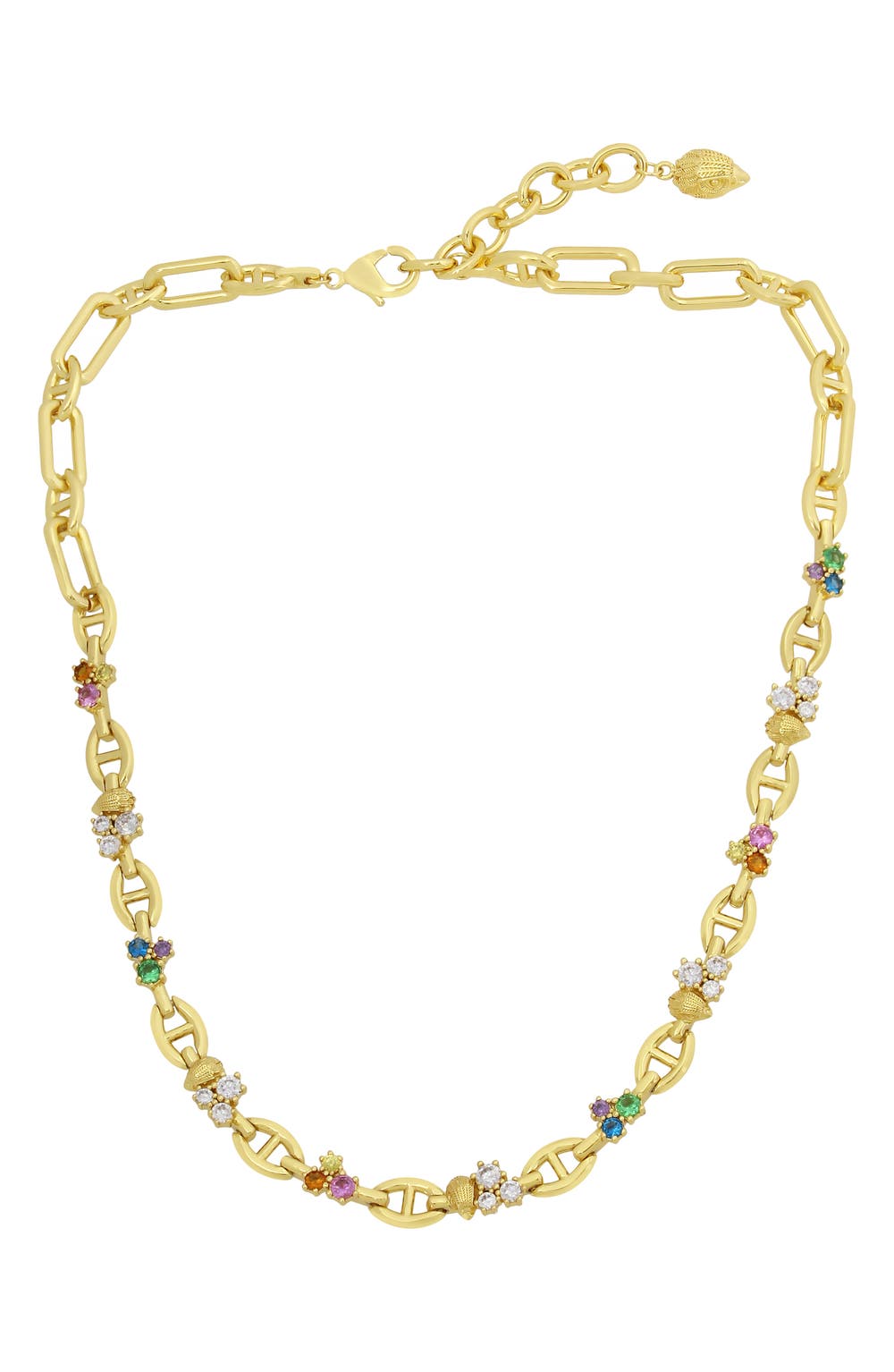 Cubic Zirconia Eagle Cluster Necklace, color, GOLD RAINBOW