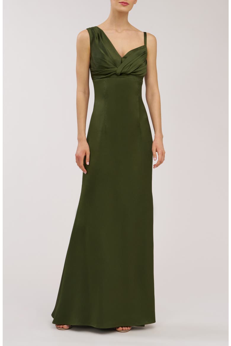Pia Asymmetric Sleeveless Gown, Main, color, PESTO
