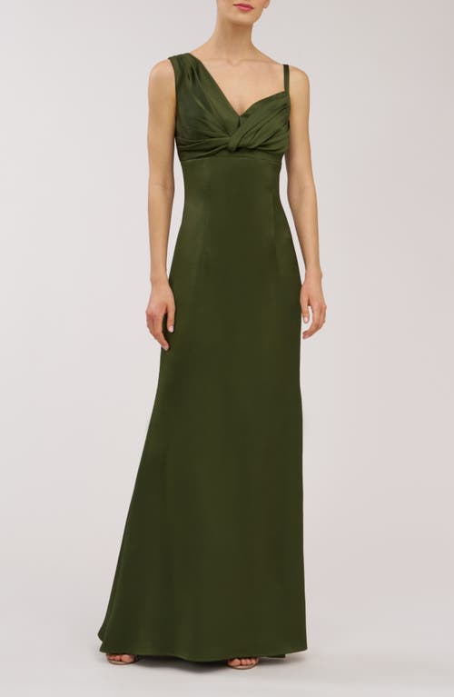 Kay Unger Pia Asymmetric Sleeveless Gown In Burgundy