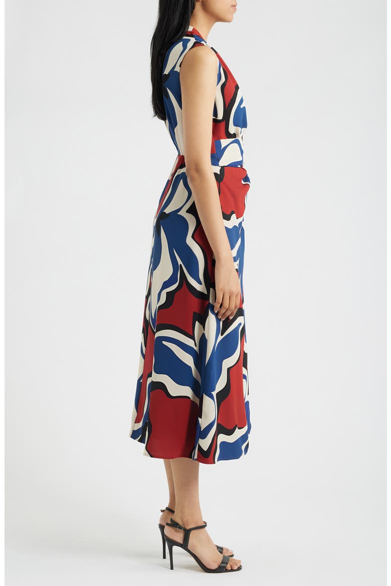 Surplice Wrap Midi Dress, Alternate, color, RUST MULTI