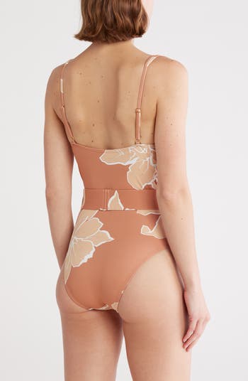 Underwire Belted One-Piece Swimsuit