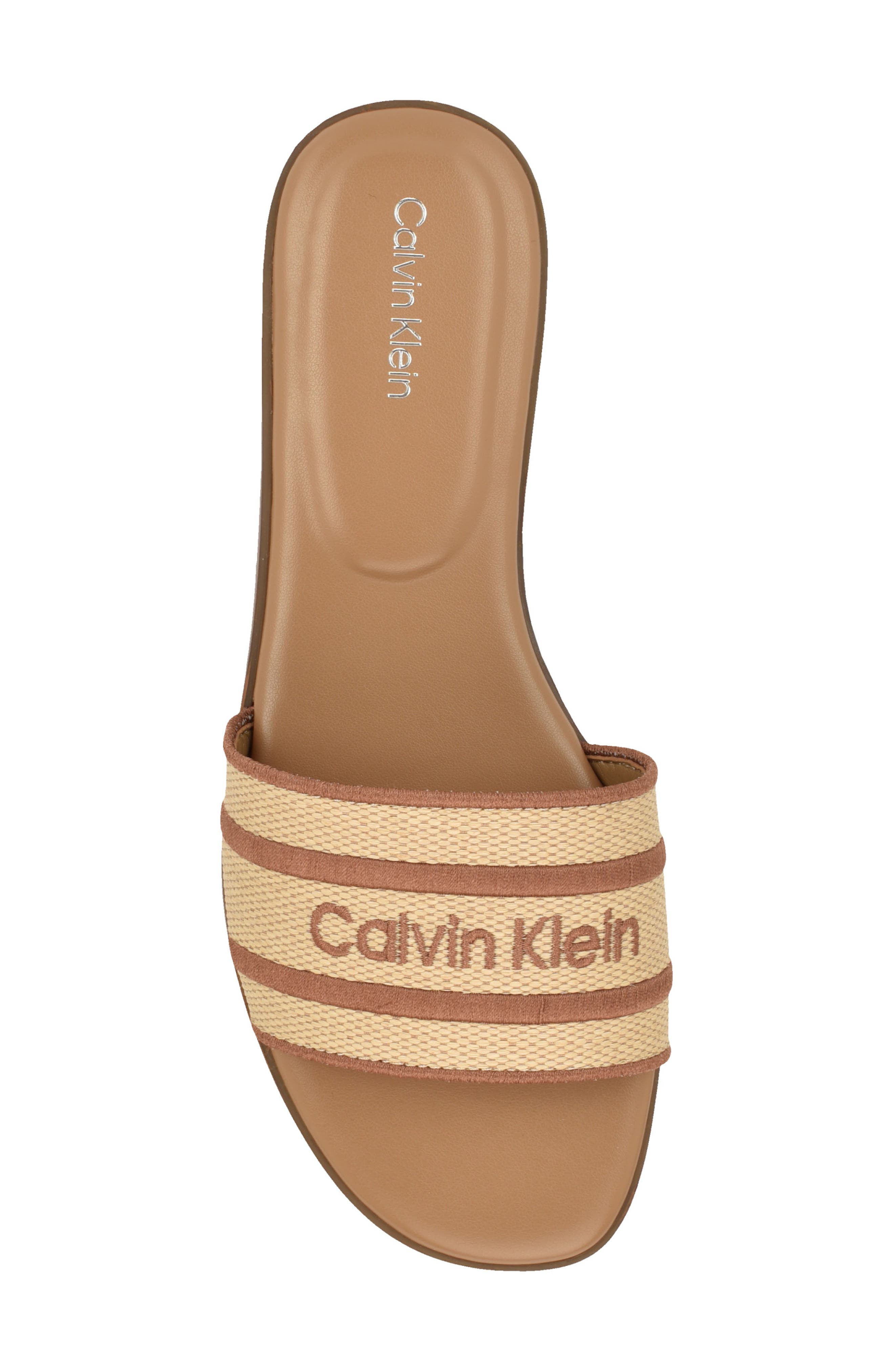 Calvin Klein Kendell Slide Sandal, Alternate, color, Natural/ Cognac