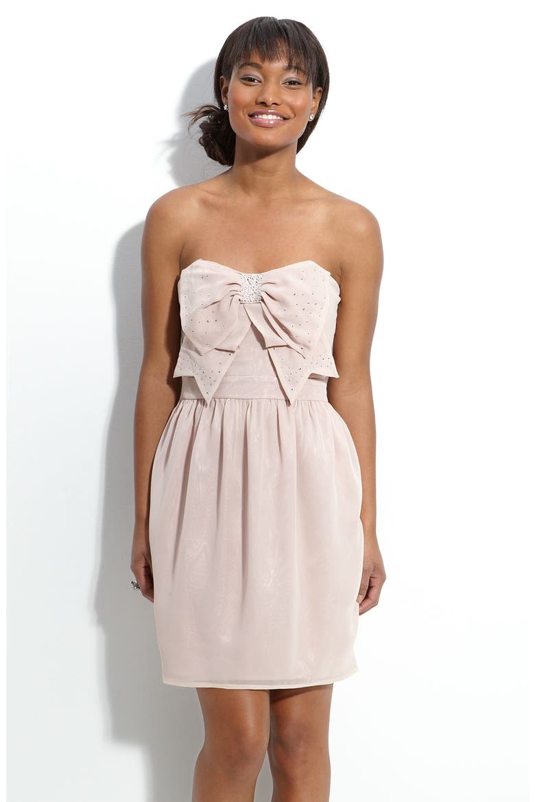 Bow Bodice Strapless Dress, Main, color, SOFT PEACH