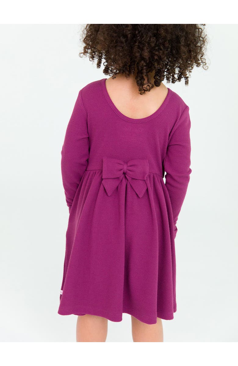 RuffleButts Girls Waffle Knit Long Sleeve Twirl Dress, Alternate, color, 