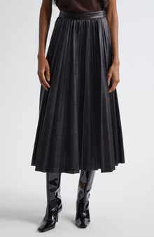 A.L.C. Etta Faux Leather Pleated Midi Skirt