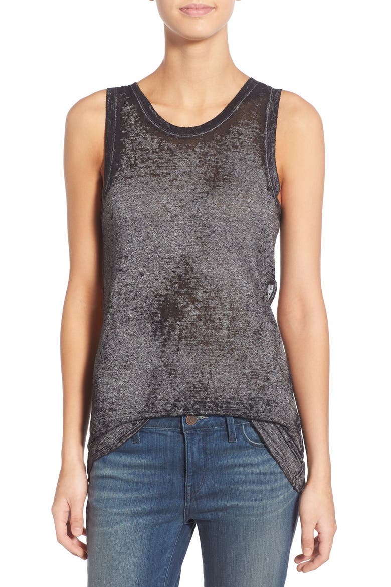 Treasure&Bond Cutout Detail Burnout Tank, Main, color, GREY CHARCOAL