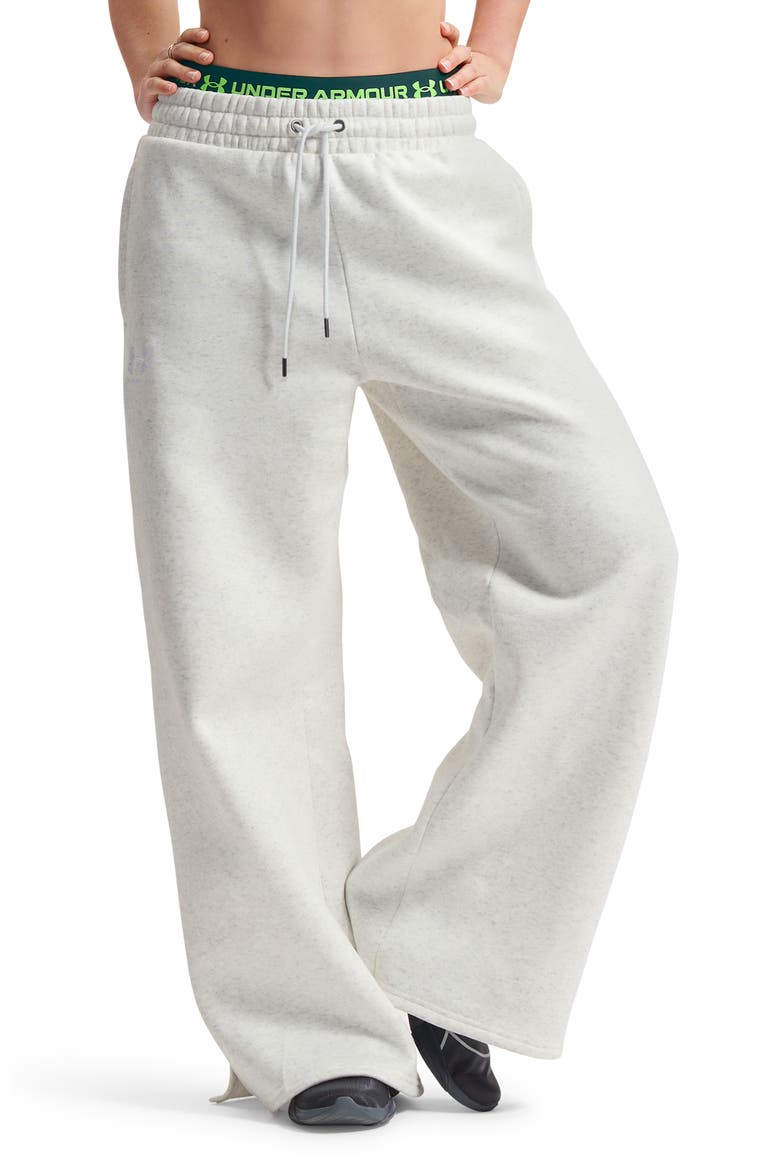 Icon Fleece Wide Leg Sweatpants, Main, color, DISTANT GRAY HEATHER / / WHITE