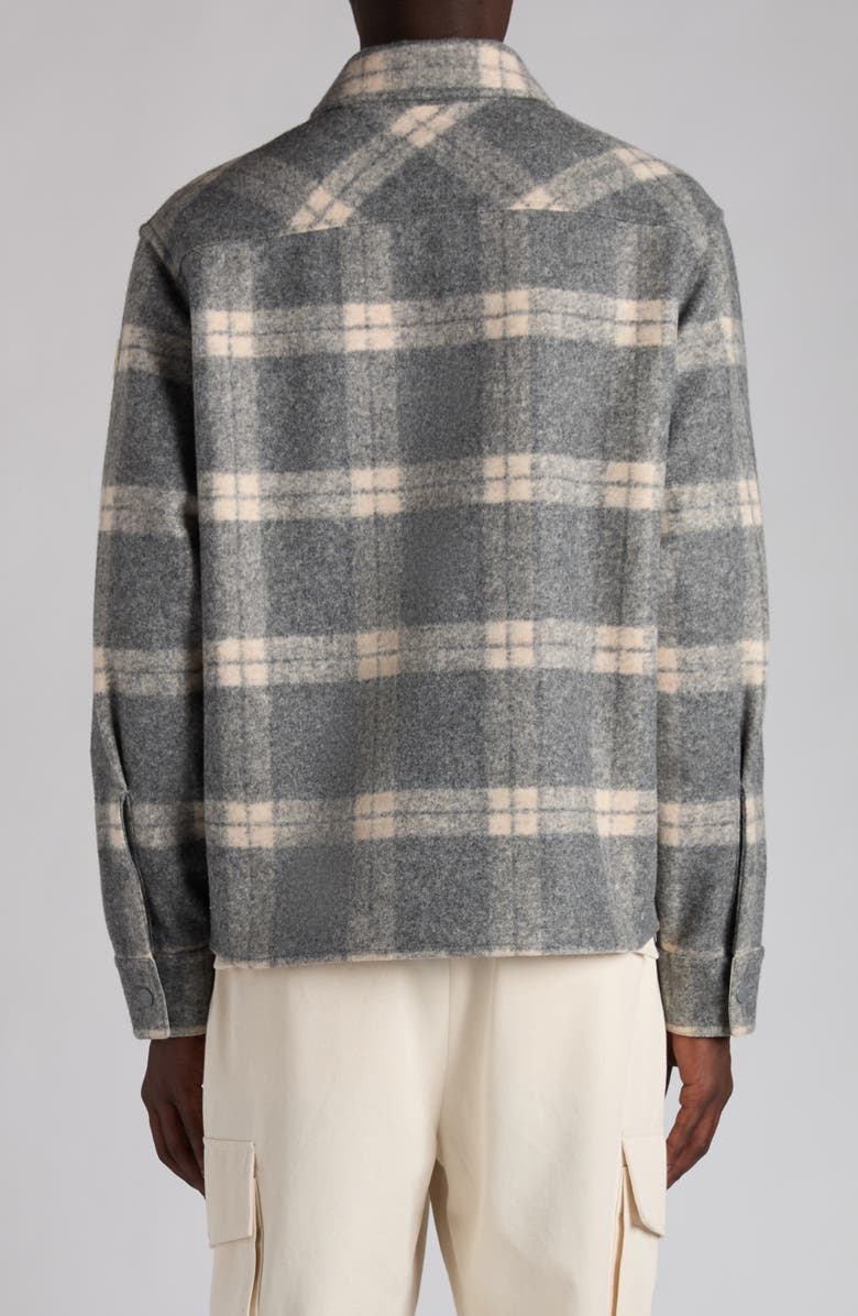Moncler Plaid Shirt Jacket, Alternate, color, Light Grey Check