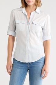 James Perse Three-Quarter Sleeve Button-Up Shirt