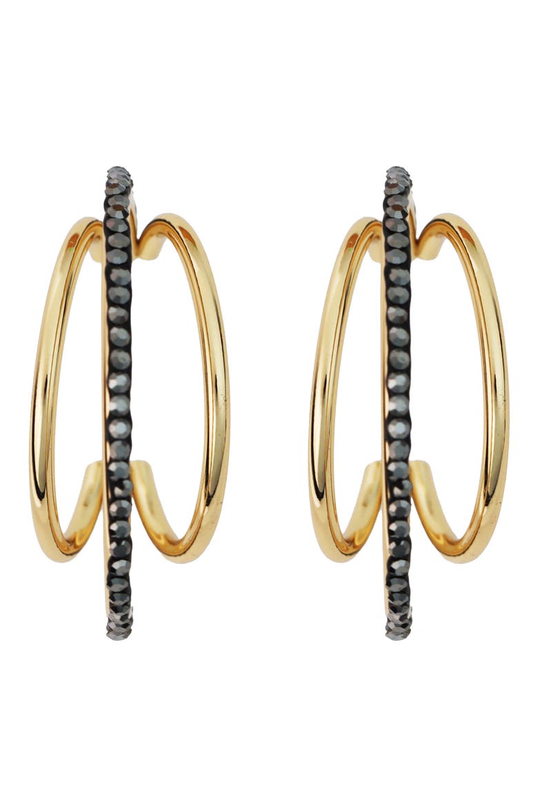 Triple Row Hoop Earrings, Main, color, HEMATITE