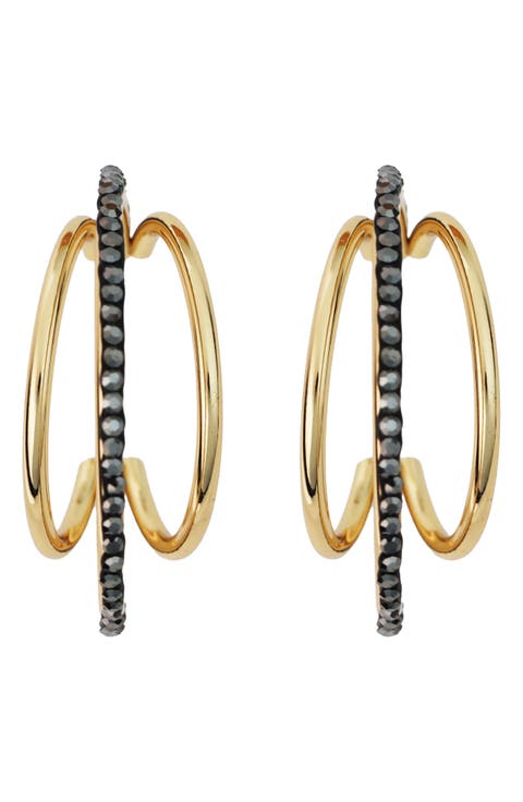 Triple Row Hoop Earrings