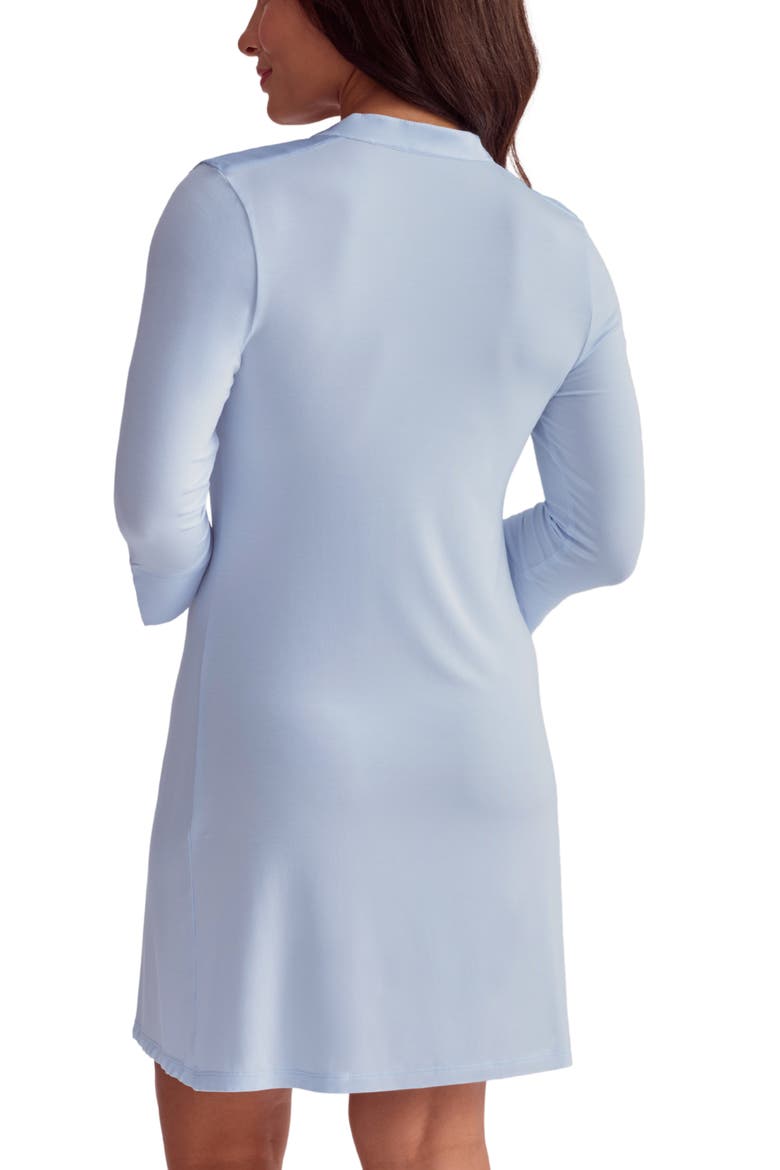 Satin Trim Three-Quarter Sleeve Nightshirt, Alternate, color, HEAVEN