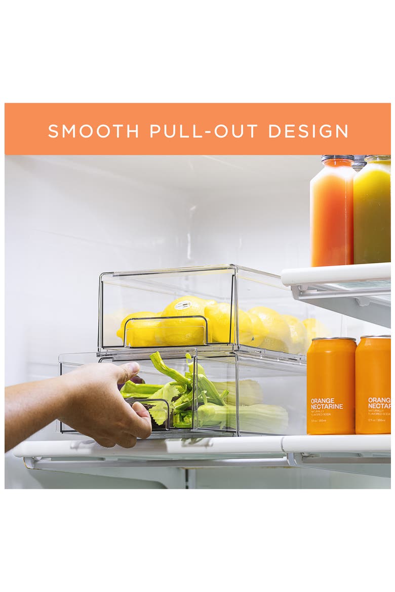 Medium Set of 2 Fridge Organizer Drawers, Alternate, color, CLEAR