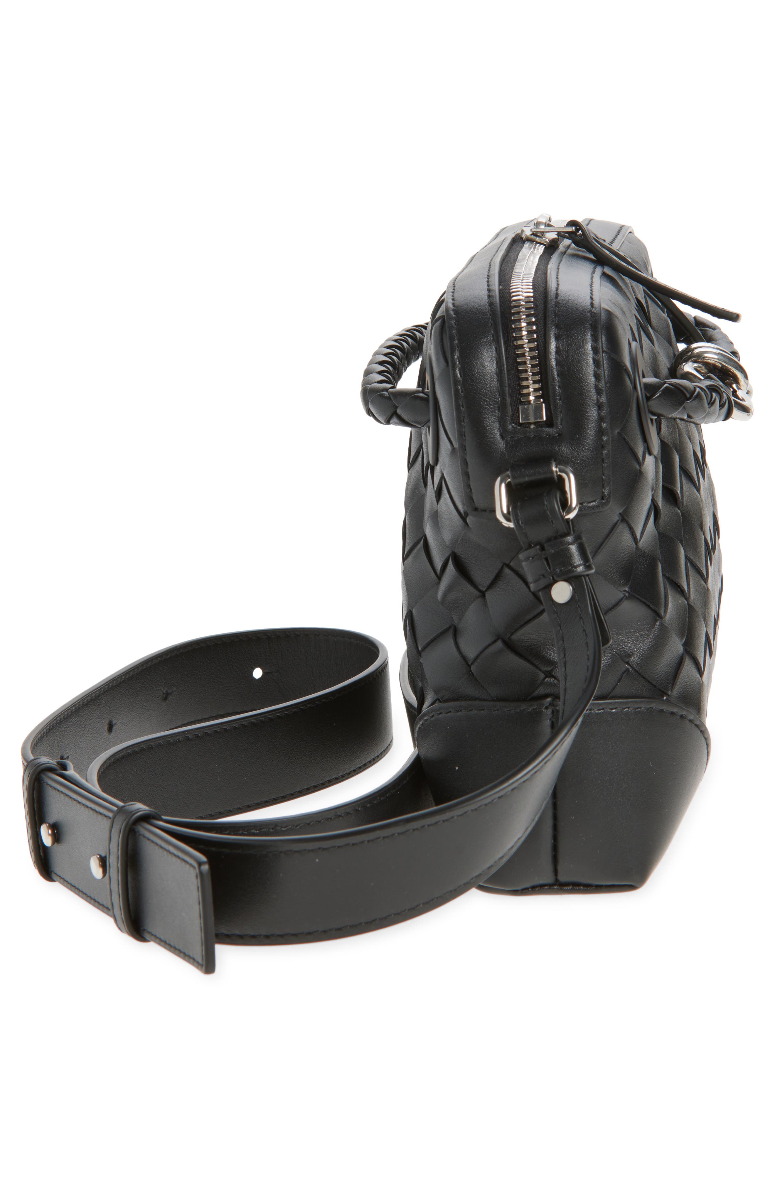 Bottega Veneta Andiamo Leather Messenger Bag, Alternate, color, 1249 Black-Vintage Sil-Bl