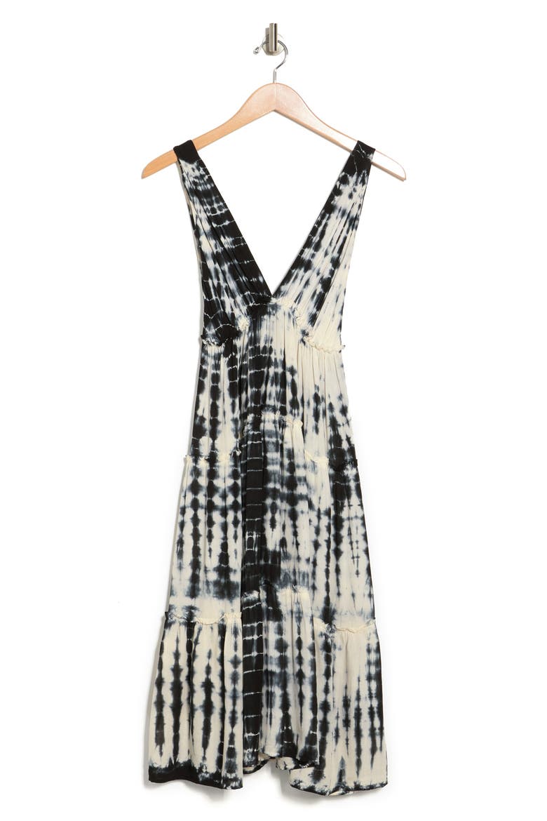 Tiered Midi Dress, Alternate, color, BLACK