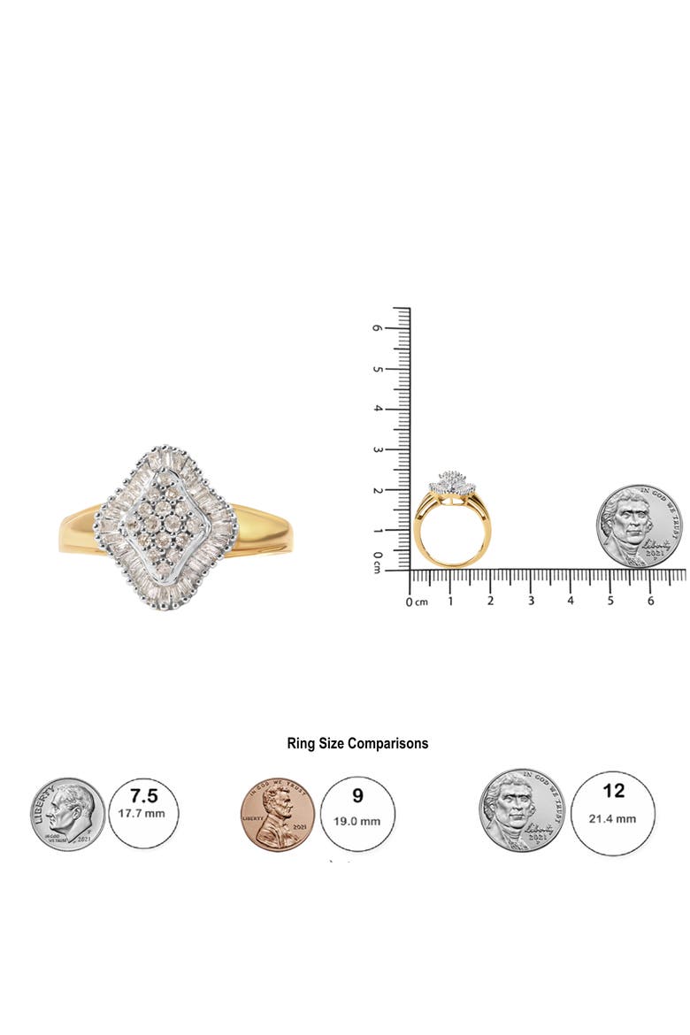10K Yellow Gold 1/2 Cttw Diamond Rhombus Head and Halo Ring, Alternate, color, Yellow