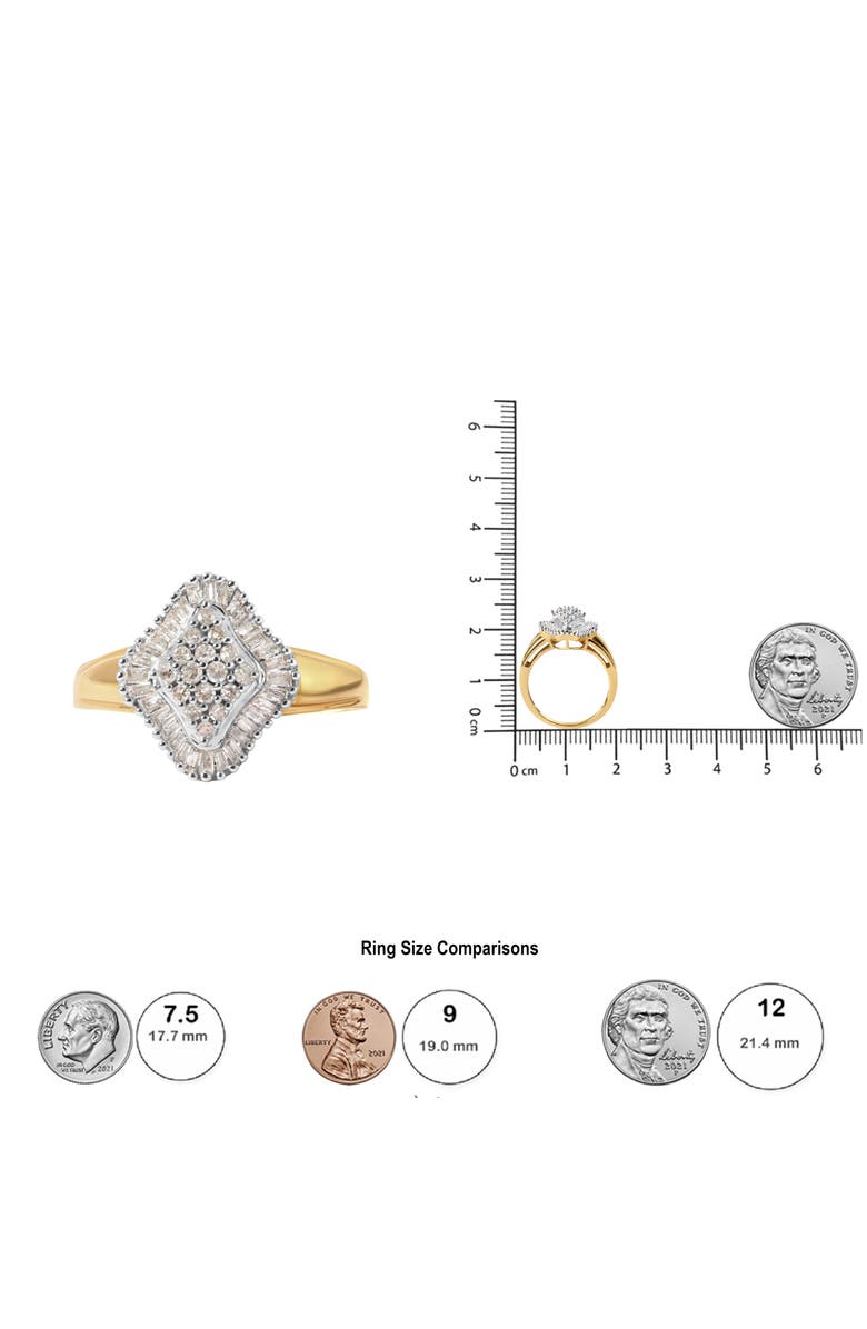Haus of Brilliance 10K Yellow Gold 1/2 Cttw Diamond Rhombus Head and Halo Ring, Alternate, color, Yellow