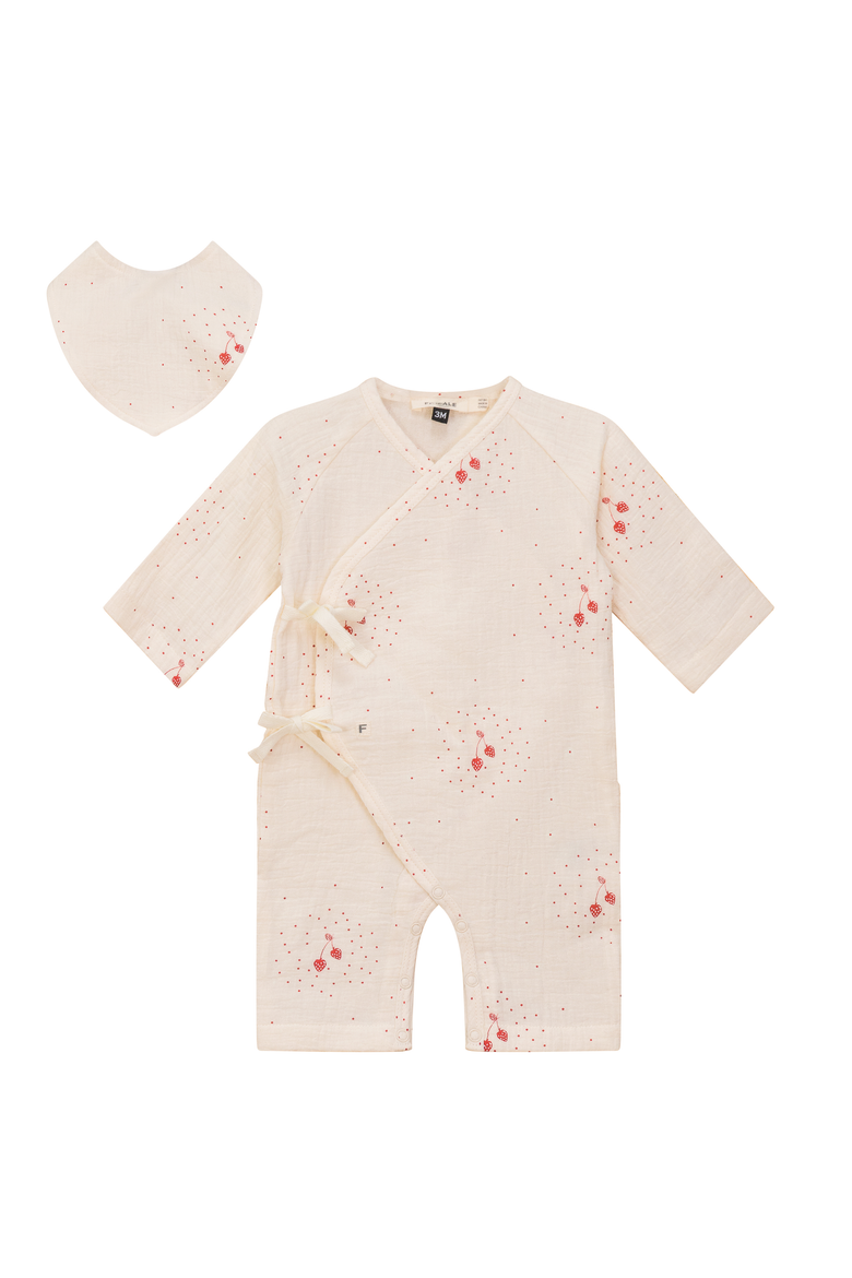 Strawberry Wrap Muslin Romper, Alternate, color, Mint