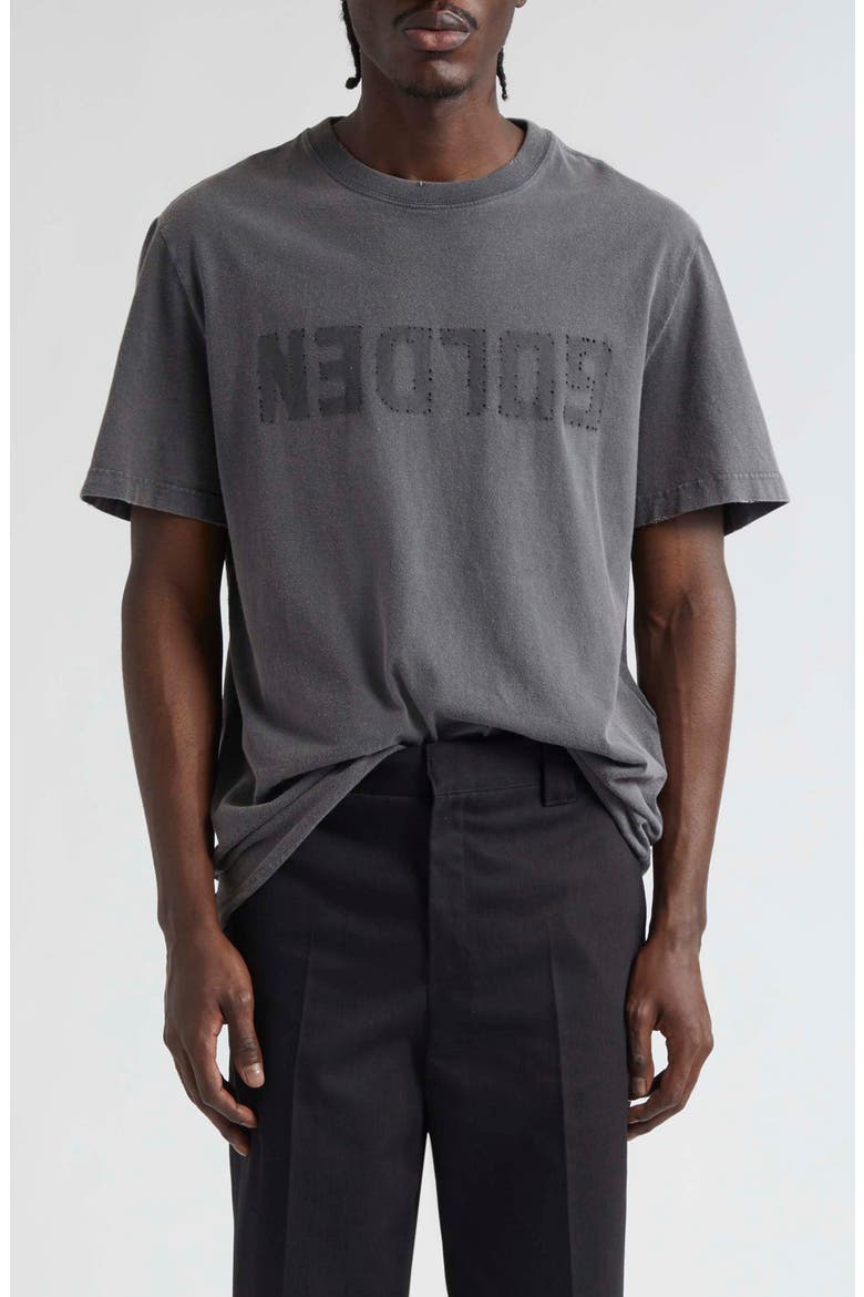 Distressed Upside Down Logo Cotton Graphic Tee, Main, color, ANTHRACITE