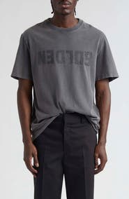 Golden Goose Distressed Upside Down Logo Cotton Graphic Tee