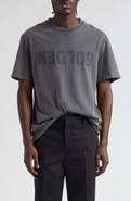 Golden Goose Distressed Upside Down Logo Cotton Graphic Tee