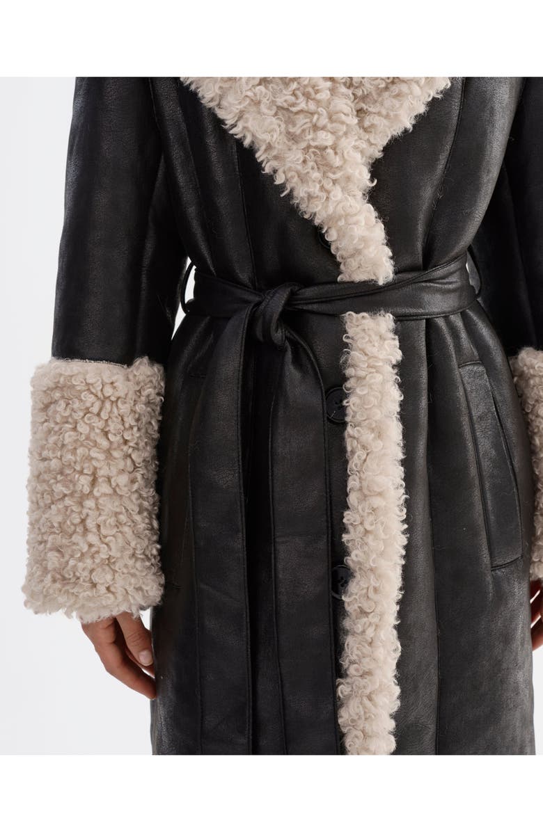 LAMARQUE Polly | Mixed Media Maxi Coat, Alternate, color, Black/Beige