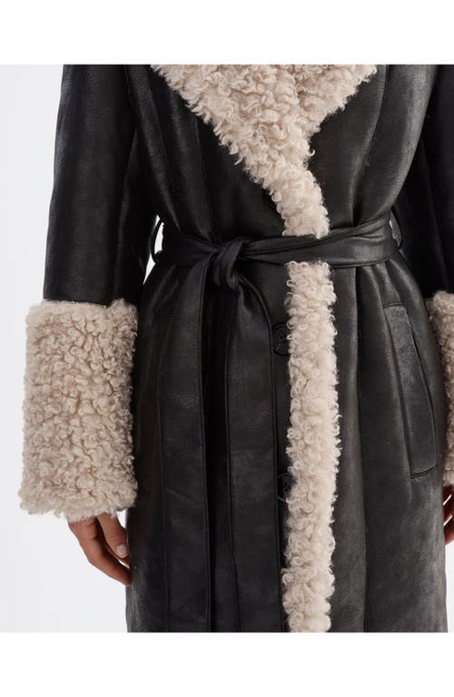 Lamarque Polly | Mixed Media Maxi Coat In Black