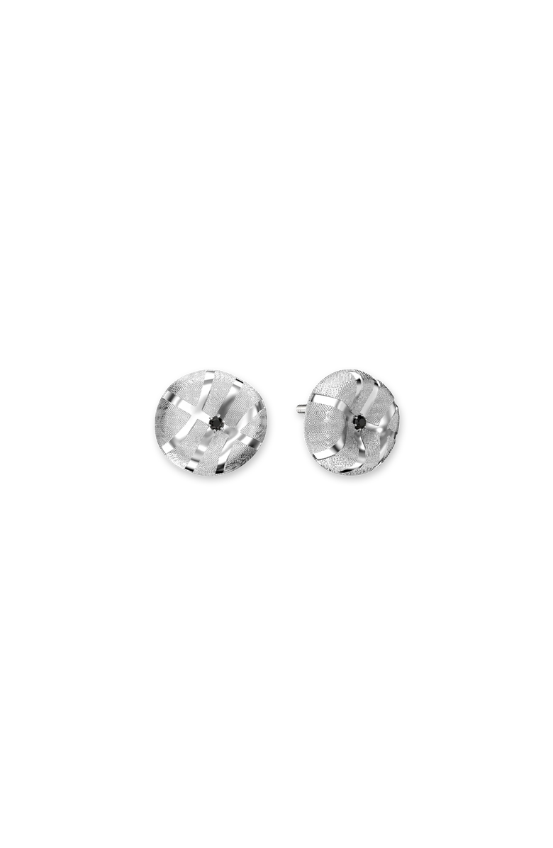 PASCAL The Basketball Crooked Ball Diamond Earrings, Main, color, Silver / Black Diamond