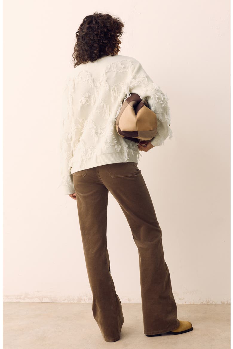 Fringe Crewneck Sweater, Alternate, color, CREAM