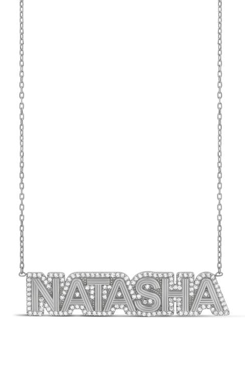 Fluted Pave Outline Name Necklace