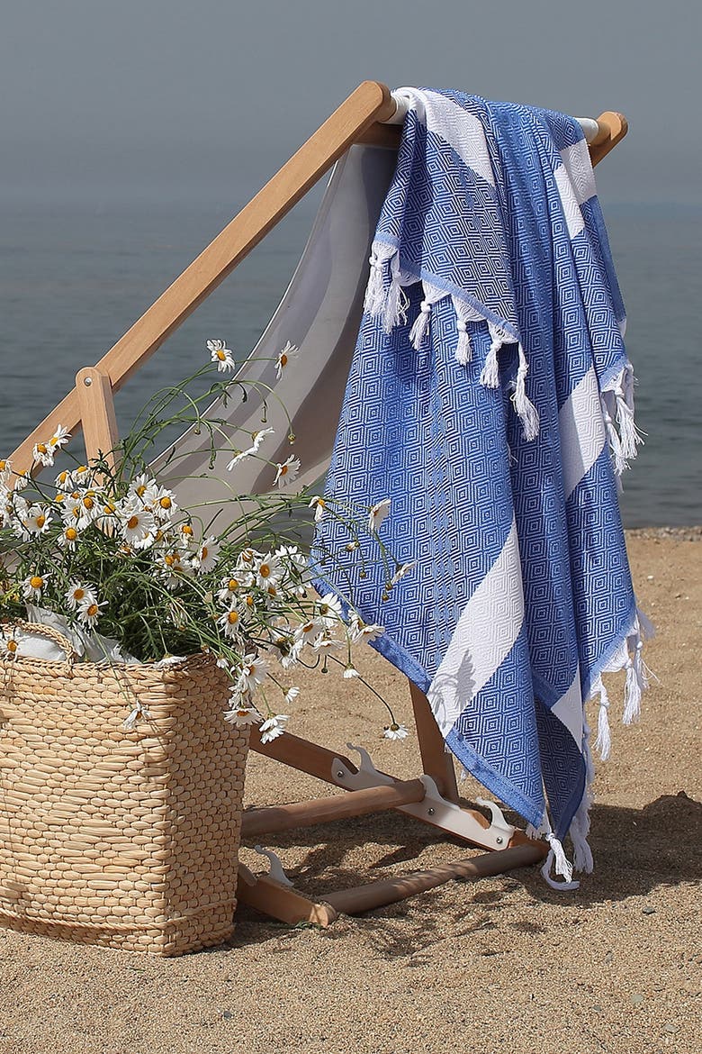 'Diamond' Turkish Pestemal Towel, Main, color, ROYAL BLUE
