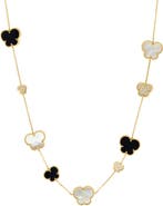EFFY 14K Yellow Gold Diamond,Mother of Pearl,Onyx Necklace