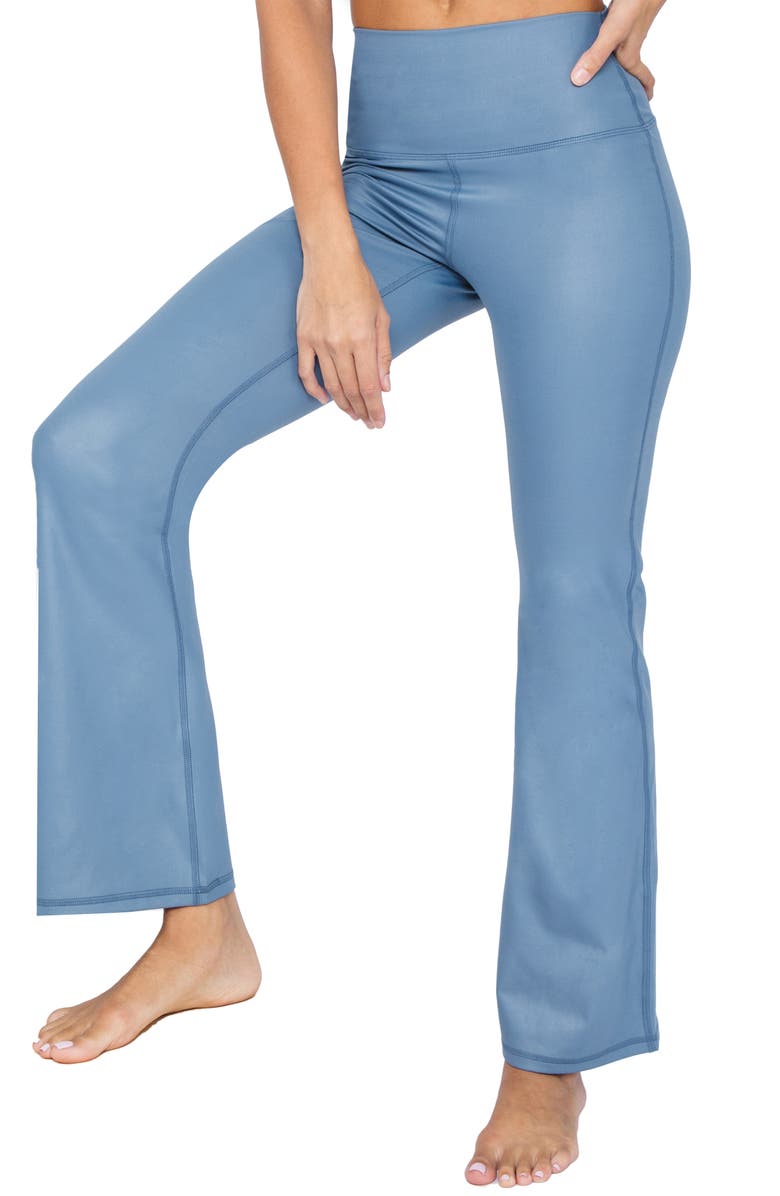 90 DEGREE BY REFLEX Faux Leather Yoga Pants, Alternate, color, Bering Sea