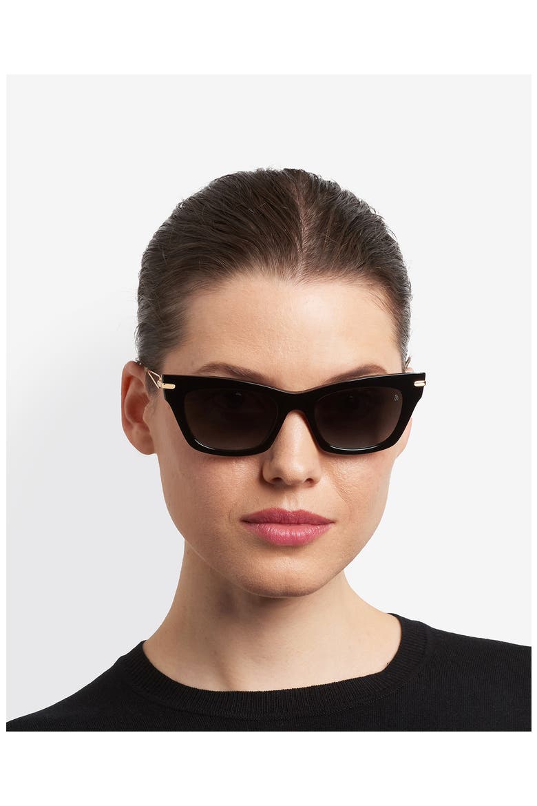 52mm Cat Eye Sunglasses, Alternate, color, BLACK