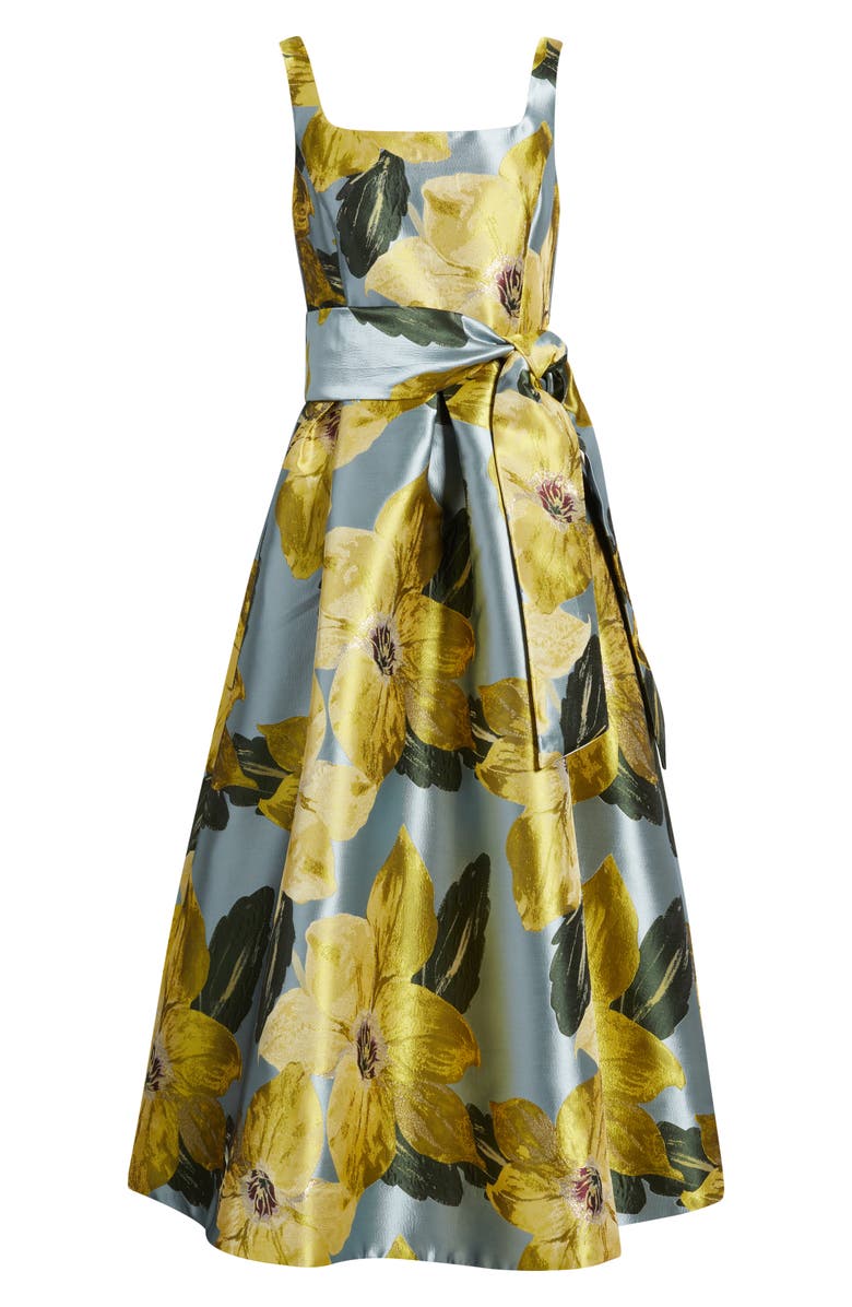 Julia Jordan Floral Jacquard Midi Cocktail Dress, Alternate, color, Blue Multi