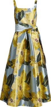 Julia Jordan Floral Jacquard Midi Cocktail Dress