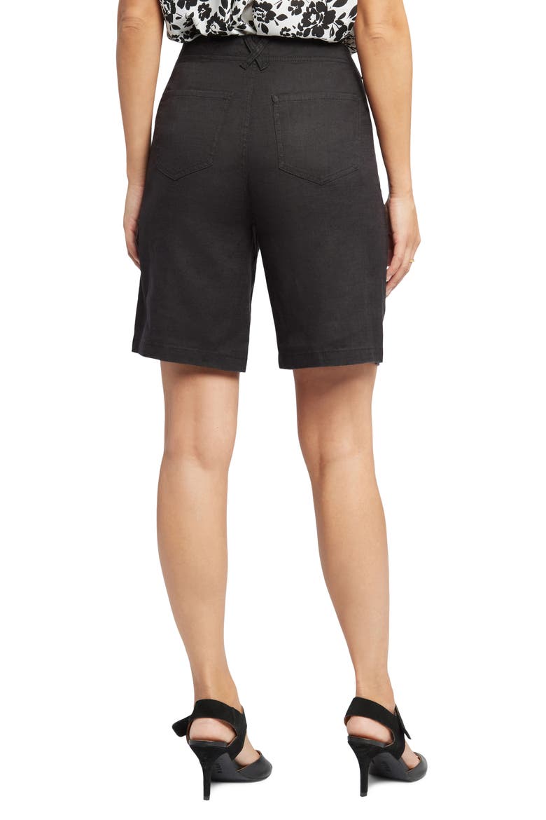 Linen Blend Bermuda Shorts, Alternate, color, BLACK