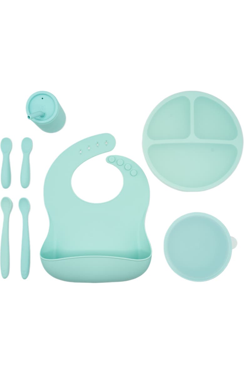 WeeSprout Silicone Baby Feeding Set, Develops Self Feeding Skills, BPA-Free, 8-Piece, Main, color, Mint