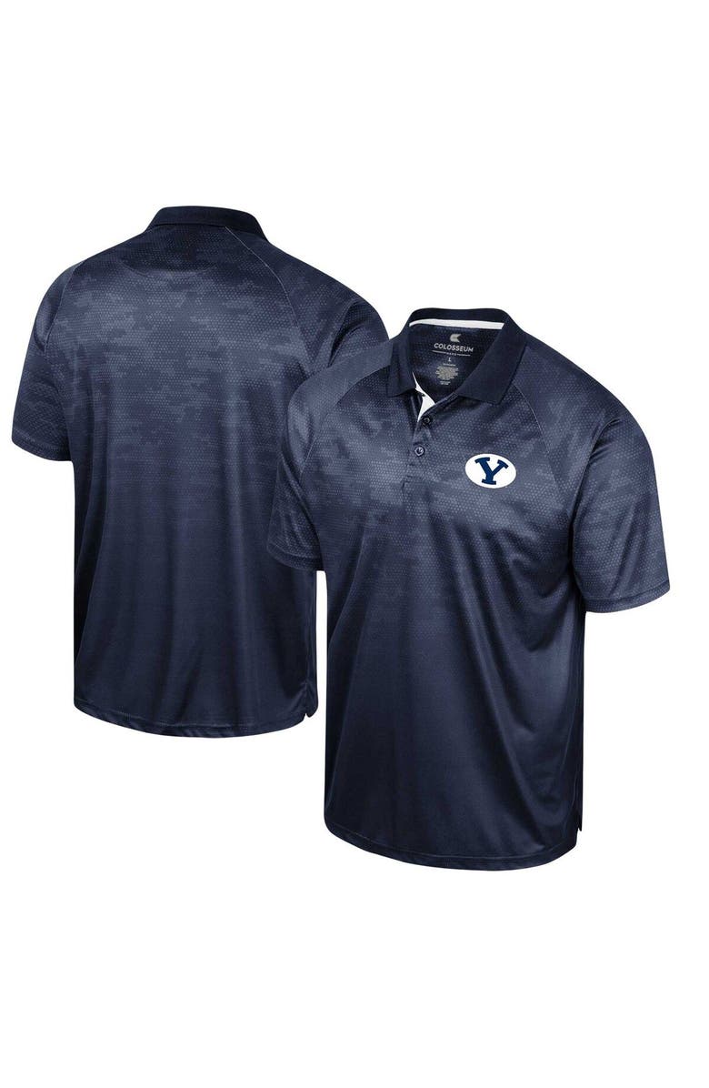 COLOSSEUM Men's Colosseum Navy BYU Cougars Honeycomb Raglan Polo, Main, color, 