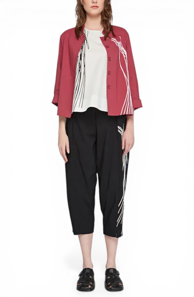LUUKAA Seraphina Printed Linen Cotton Shirt Jacket, Alternate, color, Dry Rose
