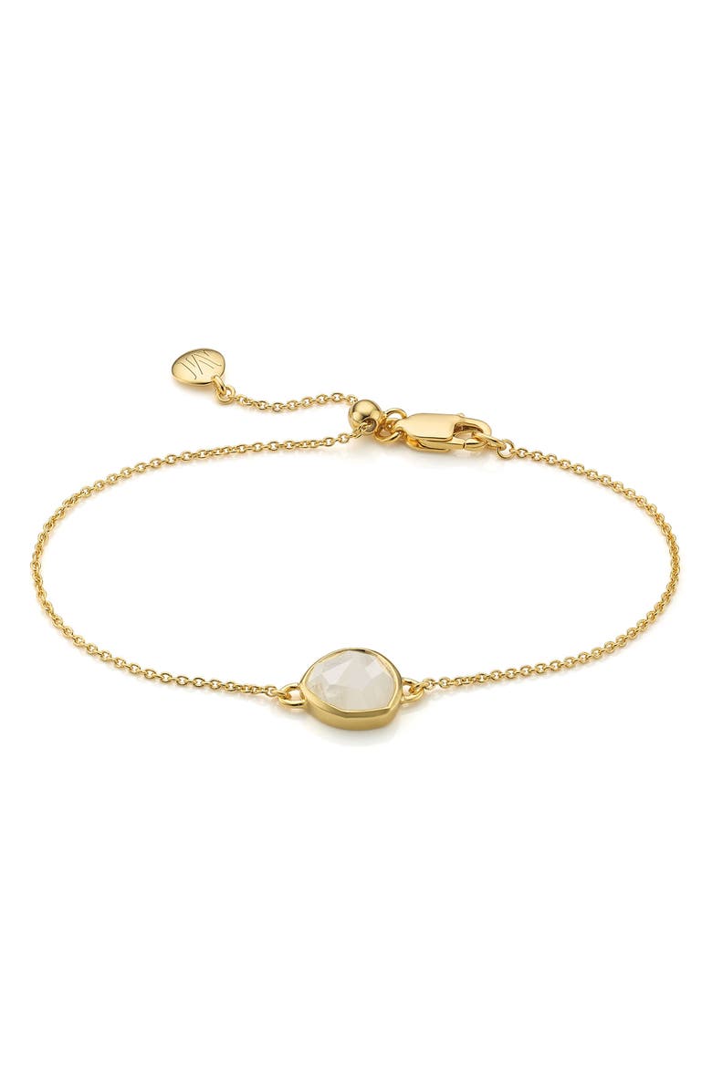 Monica Vinader Mini Siren Fine Chain Bracelet, Main, color, Moonstone/ Yellow Gold