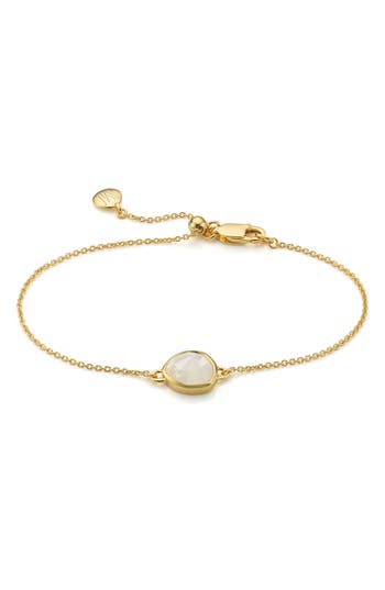 Monica Vinader Mini Siren Fine Chain Bracelet In Moonstone/yellow Gold