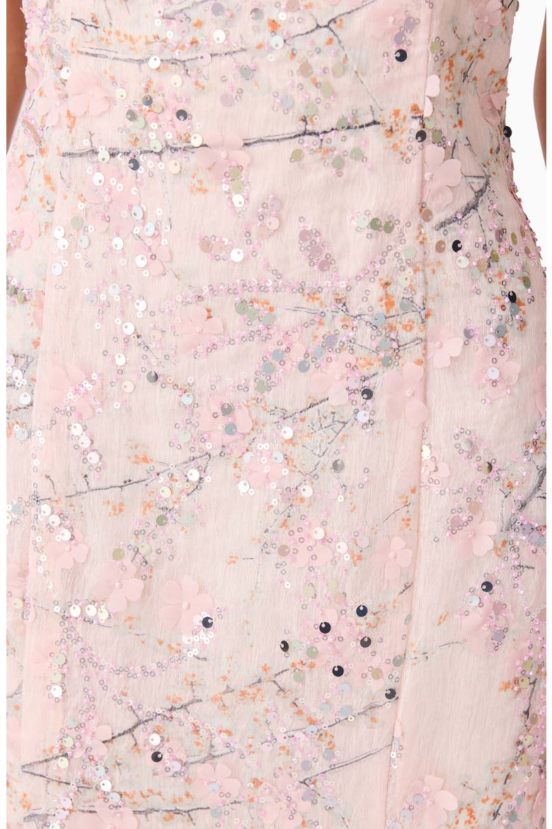 Regina Floral Sequin Sleeveless Trumpet Gown, Alternate, color, PINK