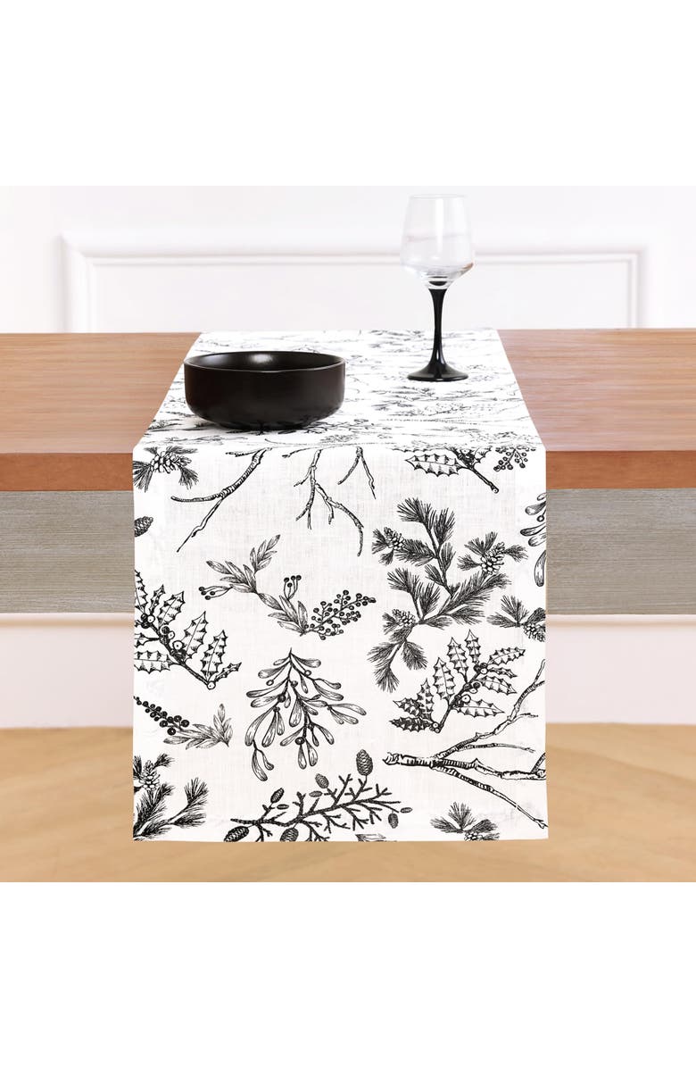 Solino Home Linen Table Runner - Winter Forest, Main, color, Black/White