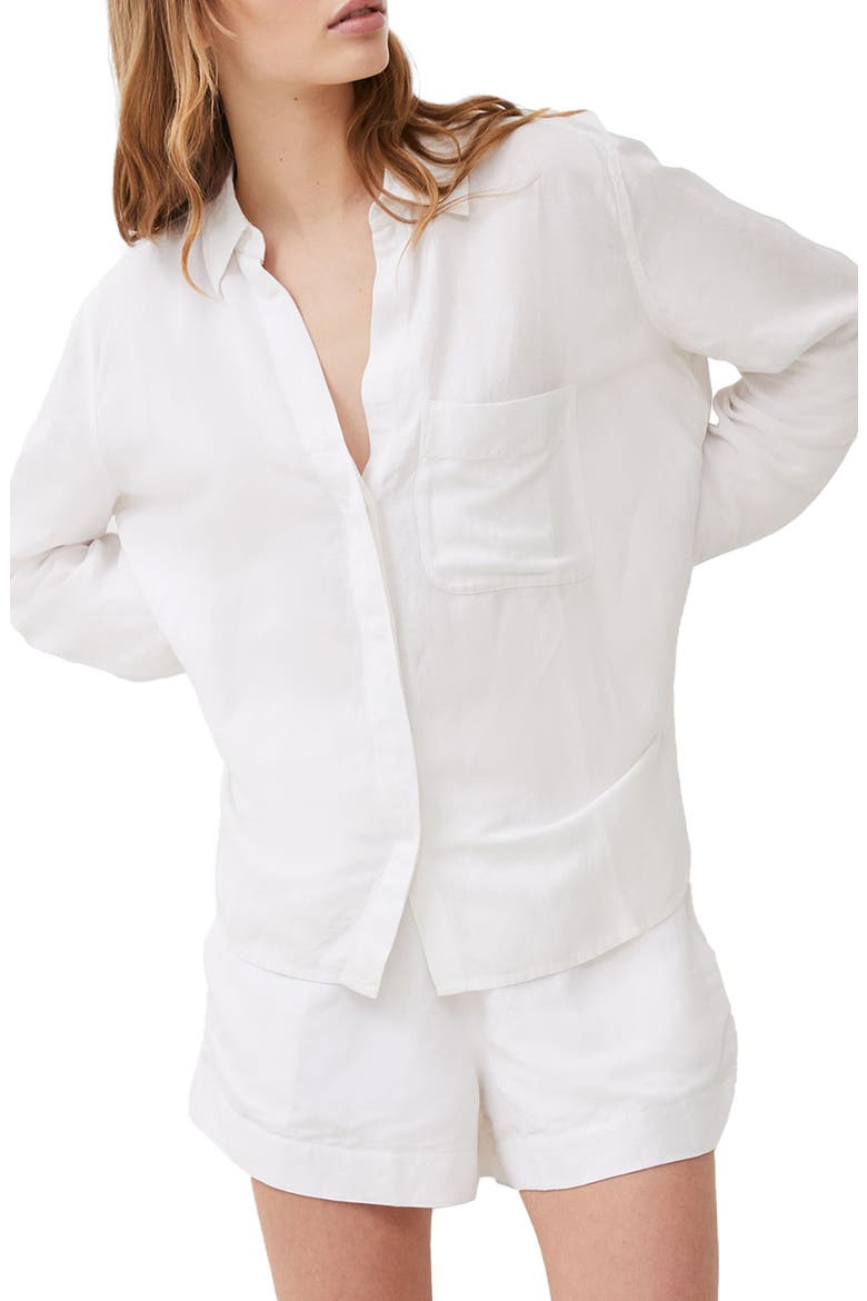 Oxford Boyfriend Button-Up Shirt, Main, color, LINEN WHITE