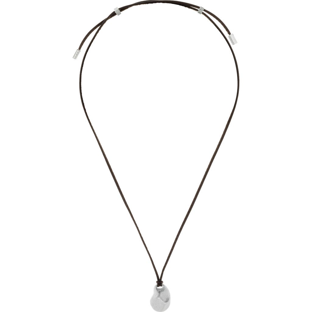 Reiss Leather Cord Pendant Necklace in Silver Tone/brown at Nordstrom