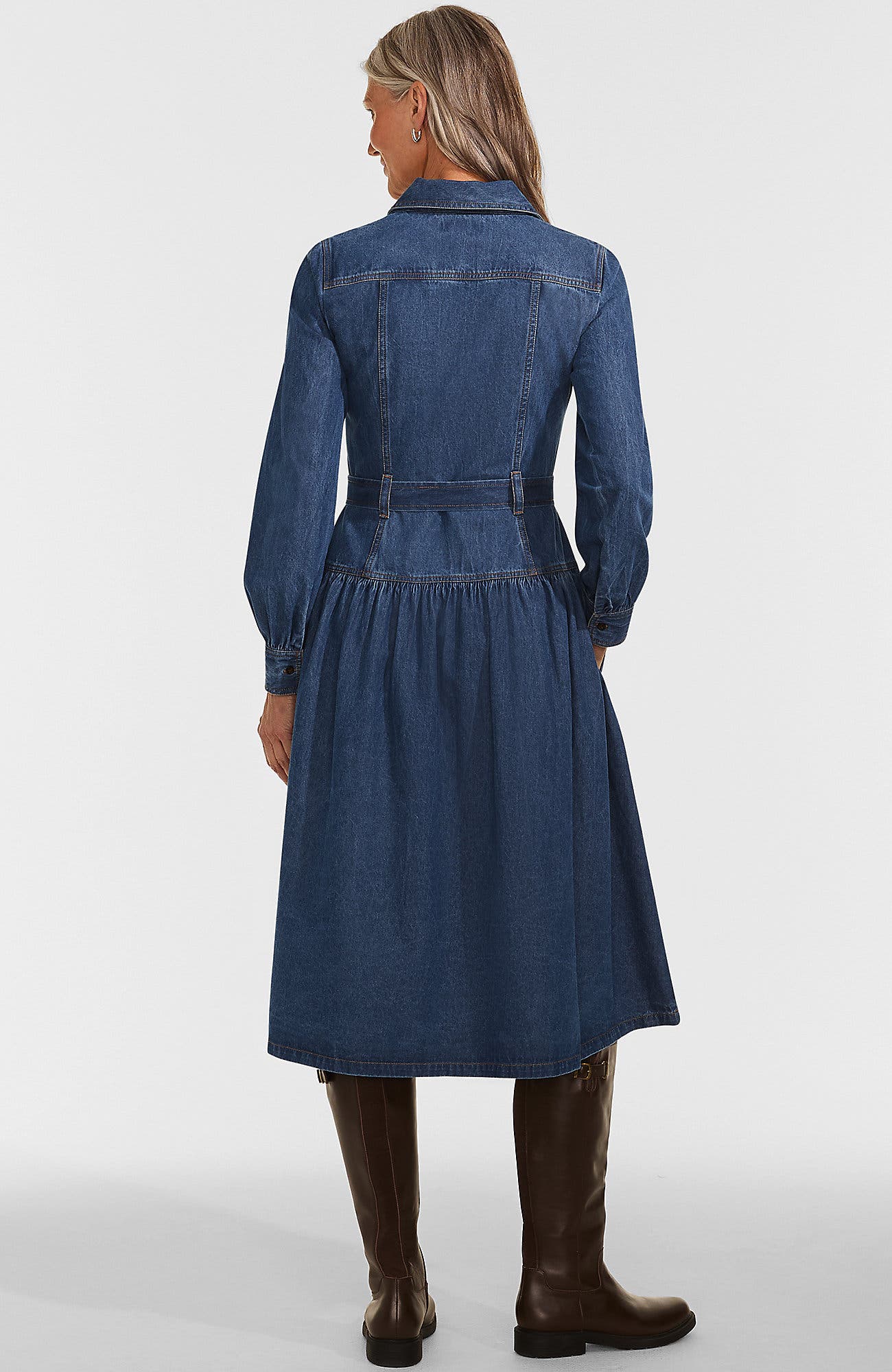 Soft Denim Midi Shirt Dress - image 2