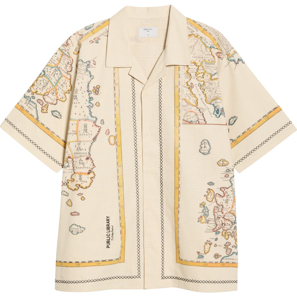 Percival Ex Libris Camp Shirt In Neutral